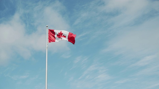 带有蓝天的加拿大国旗