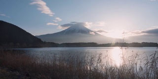 时光流逝的富士山在田uki湖