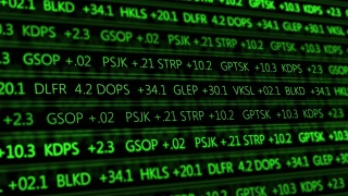 未来的数字股票交易所号码流动在计算机V1 -绿色1视频素材模板下载