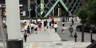 在日本过马路的人