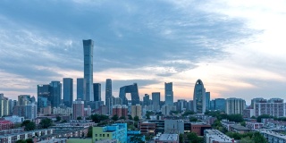 夕阳下的北京CBD天际线