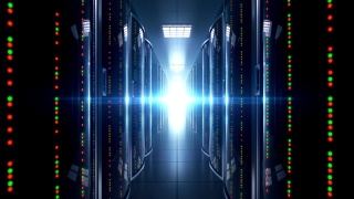 暗服务器室的云存储服务器视频素材模板下载