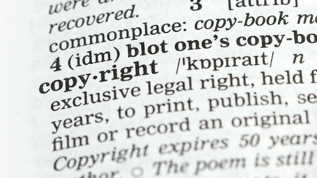 版权，英语词汇的定义，法律权利保护，出版