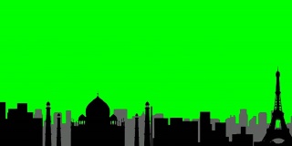 绿色屏幕的可循环世界城市