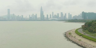 深圳白天。南山区和海湾公园。中国空中拍摄