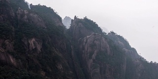 4K时间流逝日落风景黄山国家公园，雾景，(黄山)安徽，中国