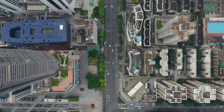 白天时间深圳城市景观交通街道空中俯视图4k中国