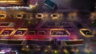 夜间照明深圳市著名商业街高空俯仰全景4k中国视频素材模板下载