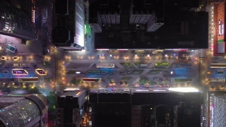 夜光时分照亮深圳著名商业街高空俯仰全景4k中国视频素材模板下载