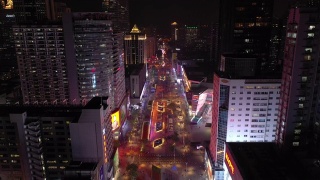 夜间照明深圳市著名商业街航拍全景4k中国视频素材模板下载