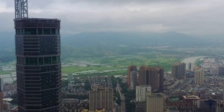 白天飞行在深圳城市景观鸟瞰图4k中国