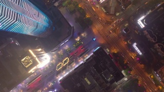 夜光时分照亮深圳著名商业街高空俯仰全景4k中国视频素材模板下载