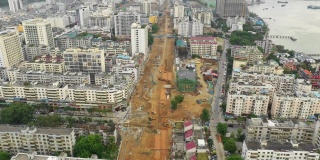 白天三亚城市建设街道湾航拍全景4k中国海南