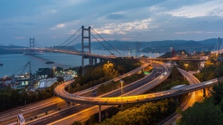 香港桥梁及高速公路交通繁忙的时间间隔。4K视频素材模板下载