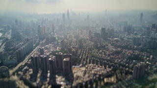 晴天深圳城市景观航空全景4k倾斜转移时间推移中国视频素材模板下载