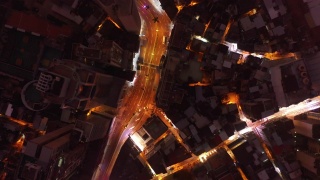 夜间灯光澳门市中心市中心交通空中全景4k中国视频素材模板下载