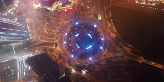 夜间灯光照亮澳门城市交通环湾高空俯视图4k中国