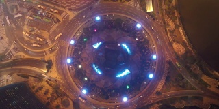 夜间灯光照亮澳门城市交通环湾高空俯视图4k中国