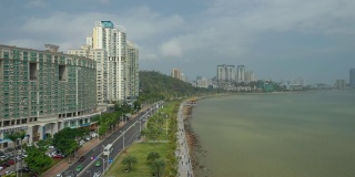 阳光明媚的日子，珠海著名的交通湾全景鸟瞰图4k中国