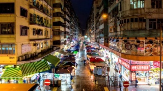 香港九龙旺角繁忙的街道视频素材模板下载