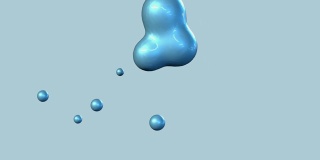 蓝色场景金属抽象气泡球漂浮/悬浮三维渲染运动