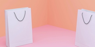 空白纸袋购物中心商业包装环境概念最小运动3d渲染
