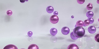 粉色/紫色球体金属白色场景抽象运动3d渲染