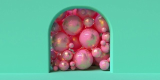 抽象几何背景多球金粉球三维渲染
