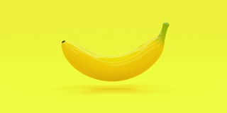 黄色抽象香蕉卡通风格3d渲染食品/水果健康概念