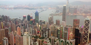 香港天际线城市景色日落
