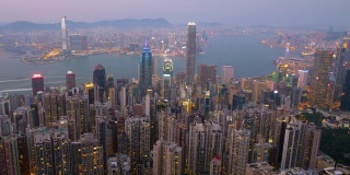 从早到晚的香港城市景观