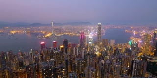 从早到晚的香港城市景观