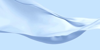 美丽的蓝色丝绸面料在风中飘扬。循环现实布料3d动画。