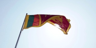 Slow motion footage. Bottom view of the Sri Lanka flag.