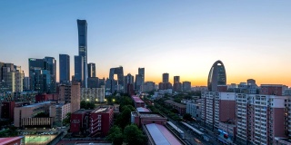 夕阳下的北京CBD天际线