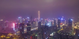 深圳夜景。城市福田区。广东,中国。鸟瞰图