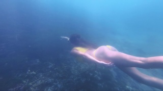 在海里游泳的女人视频素材模板下载