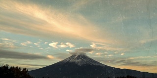 雨滴，时间流逝日本大富士山。