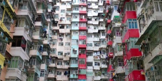 巨大的公寓大楼全景，香港