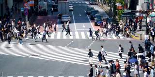 SLOMO TU人群在涉谷路口，日本。