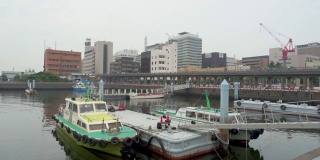 高清广角镜头。日本横滨的横滨湾。