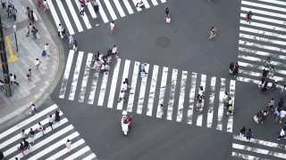 日本东京银座，人群穿过斑马线。视频素材模板下载