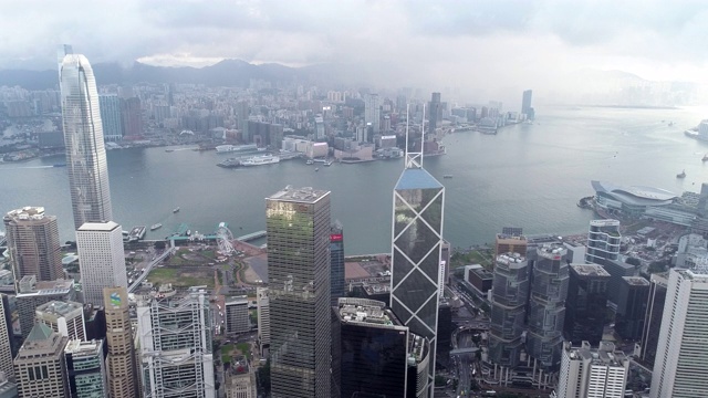 香港维多利亚港的航拍录像