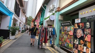 熙熙攘攘的哈吉巷，新加坡视频素材模板下载