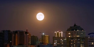 Timelapse full moon rising power cityscape(基辅)1080P 60fps