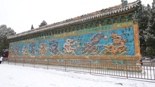 雪花中的中国九堵墙视频素材模板下载