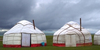 吉尔吉斯斯坦宋科尔湖的游牧帐篷，被称为蒙古包