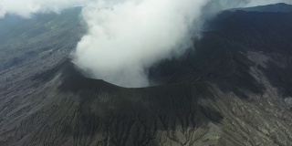 布罗莫火山喷发的鸟瞰图