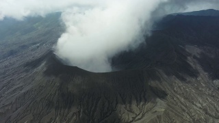 布罗莫火山喷发的鸟瞰图视频素材模板下载