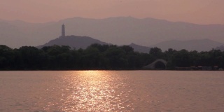 中国北京昆明湖日落